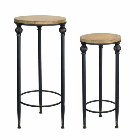 DELUXDESIGNS Meatl and Wood Accent Table - Set of 2 DE3062688